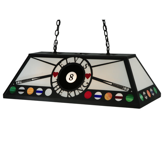 Meyda Lighting 8 Ball Personalized 39" 9-Light Black Elvis Island Pendant Light With White Shade Glass