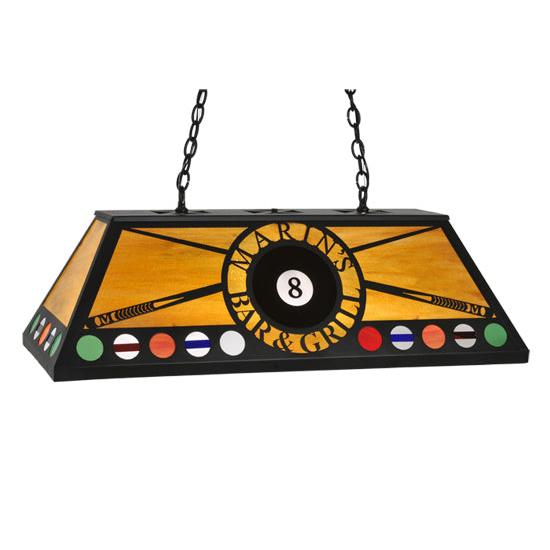 Meyda Lighting 8 Ball Personalized 39" 9-Light Black Marin's Bar & Grill Island Pendant Light With Honey Amber Shade Glass