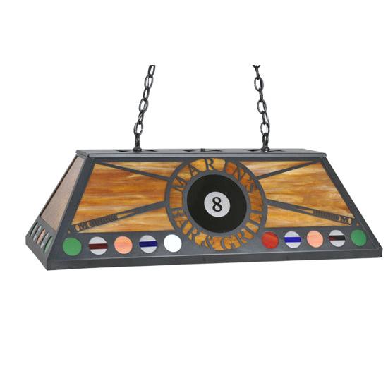 Meyda Lighting 8 Ball Personalized 39" 9-Light Black Marin's Bar & Grill Island Pendant Light With Honey Amber Shade Glass