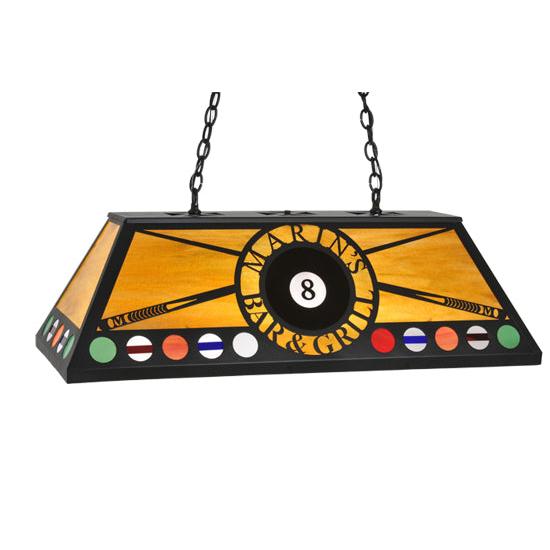 Meyda Lighting 8 Ball Personalized 39" 9-Light Black Marin's Bar & Grill Island Pendant Light With Honey Amber Shade Glass