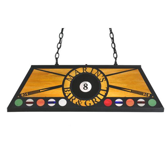 Meyda Lighting 8 Ball Personalized 39" 9-Light Black Marin's Bar & Grill Island Pendant Light With Honey Amber Shade Glass