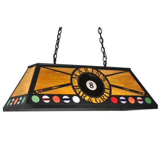Meyda Lighting 8 Ball Personalized 39" 9-Light Black Marin's Bar & Grill Island Pendant Light With Honey Amber Shade Glass