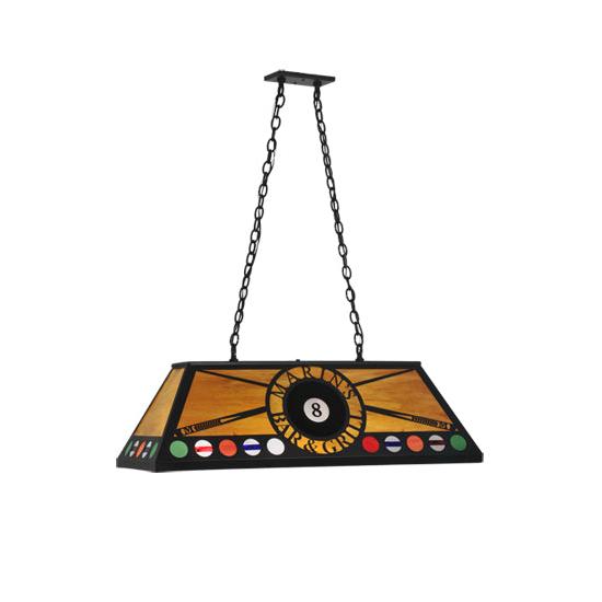 Meyda Lighting 8 Ball Personalized 39" 9-Light Black Marin's Bar & Grill Island Pendant Light With Honey Amber Shade Glass
