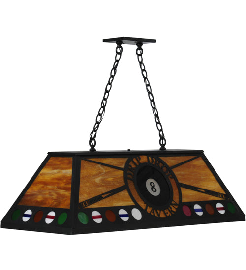 Meyda Lighting 8 Ball Personalized 39" 9-Light Textured Black Drip Drop Tavern Island Pendant Light With Honey Amber Art Shade Glass