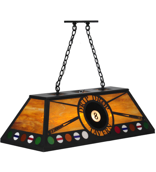 Meyda Lighting 8 Ball Personalized 39" 9-Light Textured Black Drip Drop Tavern Island Pendant Light With Honey Amber Art Shade Glass