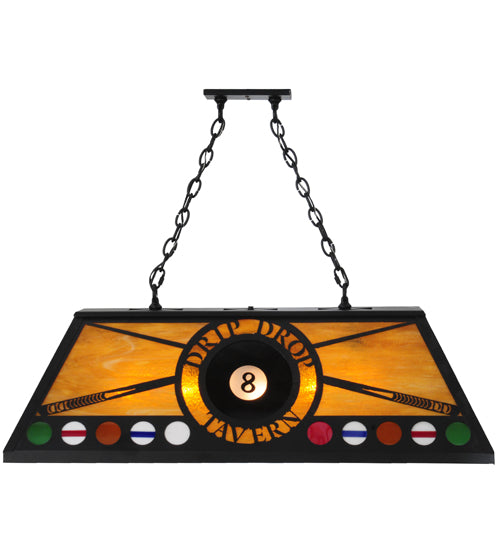 Meyda Lighting 8 Ball Personalized 39" 9-Light Textured Black Drip Drop Tavern Island Pendant Light With Honey Amber Art Shade Glass