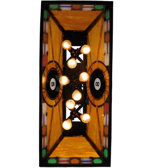 Meyda Lighting 8 Ball Personalized 39" 9-Light Textured Black Drip Drop Tavern Island Pendant Light With Honey Amber Art Shade Glass
