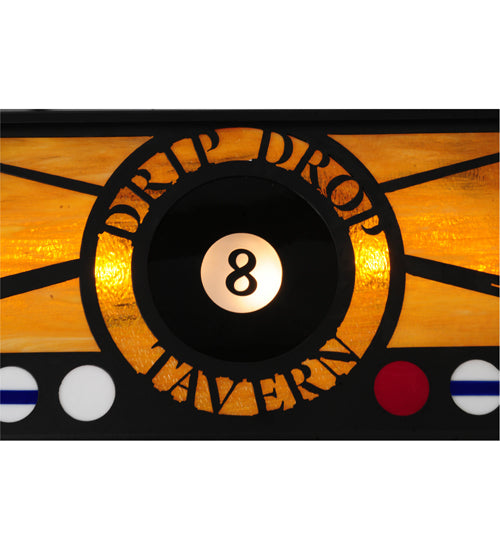 Meyda Lighting 8 Ball Personalized 39" 9-Light Textured Black Drip Drop Tavern Island Pendant Light With Honey Amber Art Shade Glass