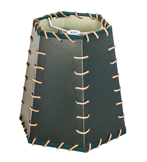 Meyda Lighting 8" Green Faux Leather & Rawhide Hexagon Shade