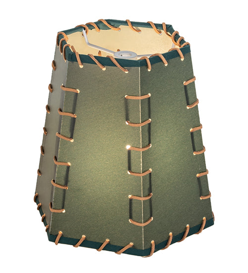 Meyda Lighting 8" Green Faux Leather & Rawhide Hexagon Shade