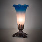 Meyda Lighting 8" Mahogany Bronze Table Lamp With Pink & Blue Shade Glass