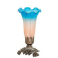 Meyda Lighting 8" Mahogany Bronze Table Lamp With Pink & Blue Shade Glass
