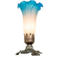 Meyda Lighting 8" Mahogany Bronze Table Lamp With Pink & Blue Shade Glass