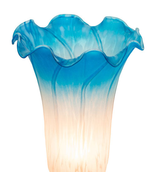 Meyda Lighting 8" Mahogany Bronze Table Lamp With Pink & Blue Shade Glass
