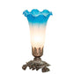 Meyda Lighting 8" Mahogany Bronze Table Lamp With Pink & Blue Shade Glass