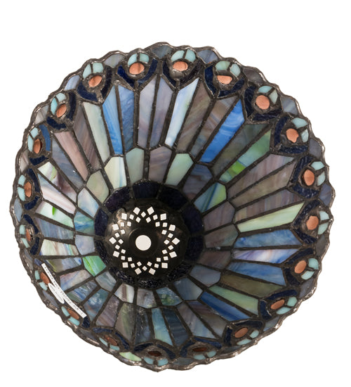 Meyda Lighting 8" Tiffany Jeweled Peacock Multi-Colored Cone Shade Glass
