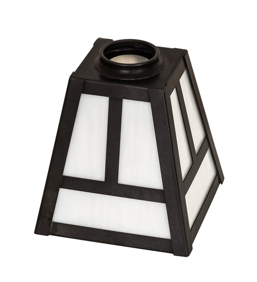 Meyda Lighting 8"W x 7"H Craftsman Brown Frame and White Shade Glass