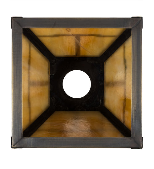 Meyda Lighting 9" Antique Brass Mission With Ring Valley View Frame With Beige Iridescent Shade Glass