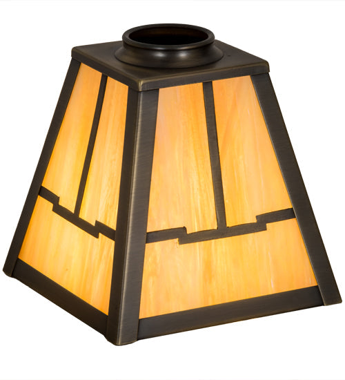 Meyda Lighting 9" Antique Brass Mission With Ring Valley View Frame With Beige Iridescent Shade Glass