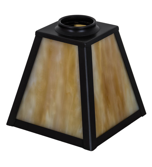 Meyda Lighting 9" Craftsman Brown Mission Frame With Beige Art Shade Glass