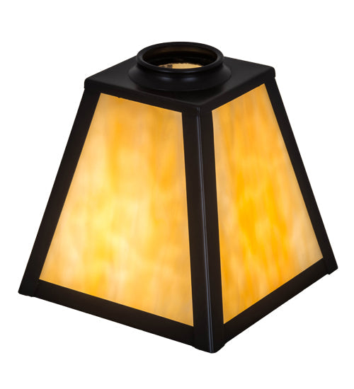 Meyda Lighting 9" Craftsman Brown Mission Frame With Beige Art Shade Glass