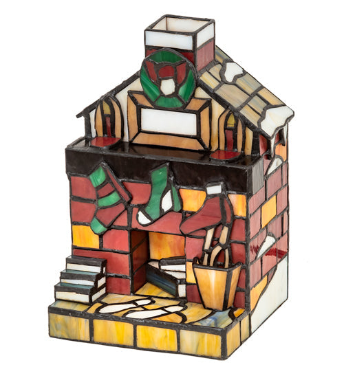 Meyda Lighting 9" Fireplace Accent Table Lamp With Multi-Colored Shade Glass