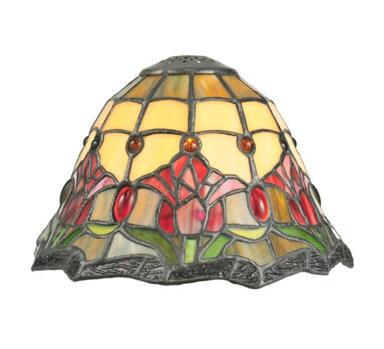 Meyda Lighting 9" Multi-Colored Recurved Colonial Tulip Shade Glass