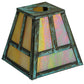 Meyda Lighting 9" Roofed T Mission Verdigris Frame With Iridescent Shade Glass With Ring