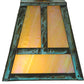 Meyda Lighting 9" Roofed T Mission Verdigris Frame With Iridescent Shade Glass With Ring
