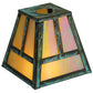 Meyda Lighting 9" Roofed T Mission Verdigris Frame With Iridescent Shade Glass With Ring
