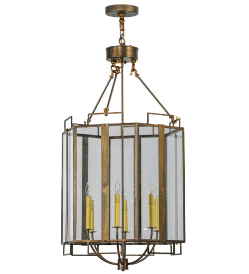 Meyda Lighting Abbey 24" 6-Light Antique Copper Six Sided Pendant Light With Clear Shade Glass