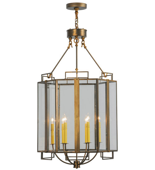 Meyda Lighting Abbey 24" 6-Light Antique Copper Six Sided Pendant Light With Clear Shade Glass