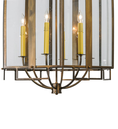 Meyda Lighting Abbey 24" 6-Light Antique Copper Six Sided Pendant Light With Clear Shade Glass