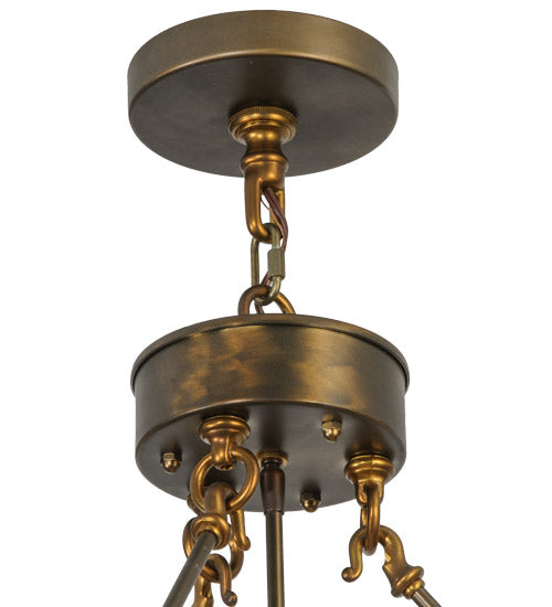 Meyda Lighting Abbey 24" 6-Light Antique Copper Six Sided Pendant Light With Clear Shade Glass