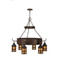 Meyda Lighting Aberdeen 48" 6-Light Cafe Noir Chandelier With Amber Mica Shade Glass