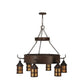 Meyda Lighting Aberdeen 48" 6-Light Cafe Noir Chandelier With Amber Mica Shade Glass
