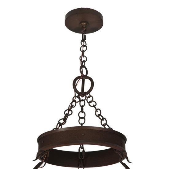 Meyda Lighting Aberdeen 48" 6-Light Cafe Noir Chandelier With Amber Mica Shade Glass
