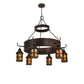 Meyda Lighting Aberdeen 48" 6-Light Cafe Noir Chandelier With Amber Mica Shade Glass