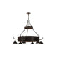Meyda Lighting Aberdeen 48" 6-Light Cafe Noir Chandelier With Amber Mica Shade Glass