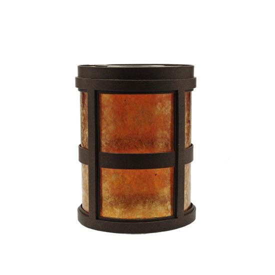 Meyda Lighting Aberdeen 48" 6-Light Cafe Noir Chandelier With Amber Mica Shade Glass