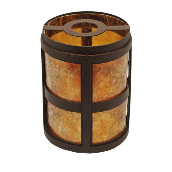 Meyda Lighting Aberdeen 48" 6-Light Cafe Noir Chandelier With Amber Mica Shade Glass