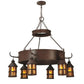 Meyda Lighting Aberdeen 48" 6-Light Cafe Noir Chandelier With Amber Mica Shade Glass