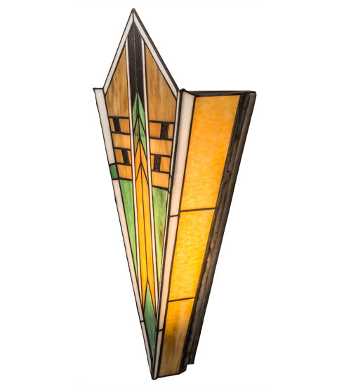Meyda Lighting Abilene 14" Mahogany Bronze Wall Sconce With Multi-Colored Shade Glass