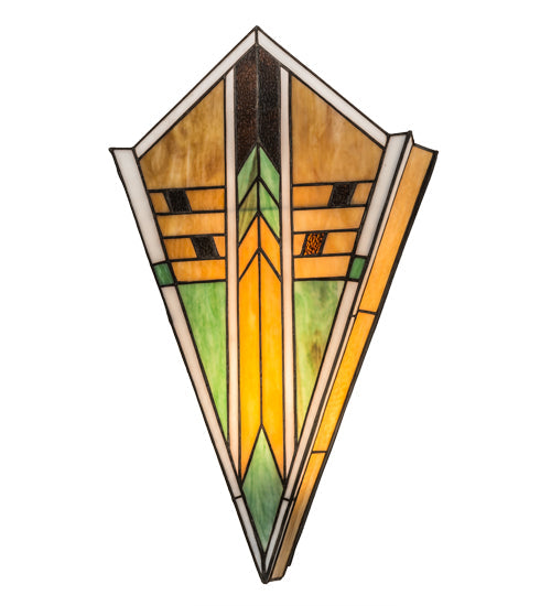 Meyda Lighting Abilene 14" Mahogany Bronze Wall Sconce With Multi-Colored Shade Glass