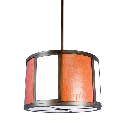 Meyda Lighting Absolon 34" 5-Light Rustic Iron Pendant Light With Orange and White Shade