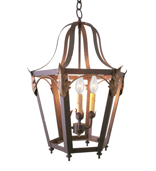 Meyda Lighting Acacia 16" 4-Light Rusty Nail Pendant Light With Amber Faux Candlelight