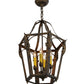 Meyda Lighting Acacia 17" 4-Light Old Gold Pendant Light With Amber Faux Candlelight