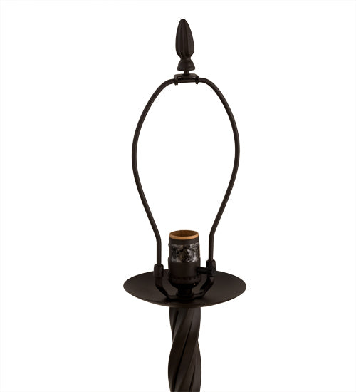 Meyda Lighting Achse 58" Natural Wood & Oil Rubbed Bronze Floor Lamp With Beige Textrene Shade