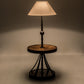 Meyda Lighting Achse 58" Natural Wood & Oil Rubbed Bronze Floor Lamp With Beige Textrene Shade