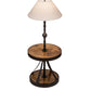 Meyda Lighting Achse 58" Natural Wood & Oil Rubbed Bronze Floor Lamp With Beige Textrene Shade